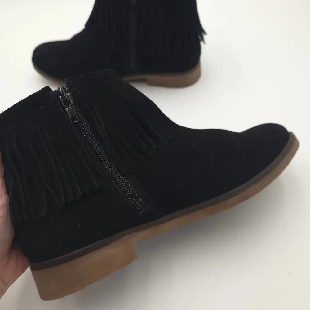 Lucky Brand Women's Galley Fringe Suede Black Bootie Size 7